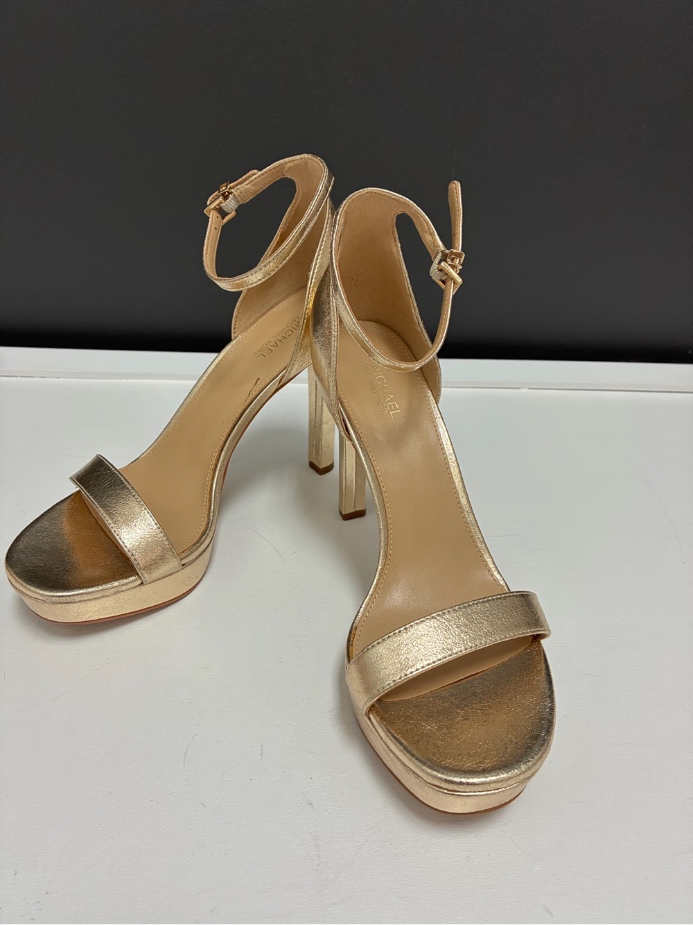 Michael Kors Gold Ankle-Strap Platform Sandals